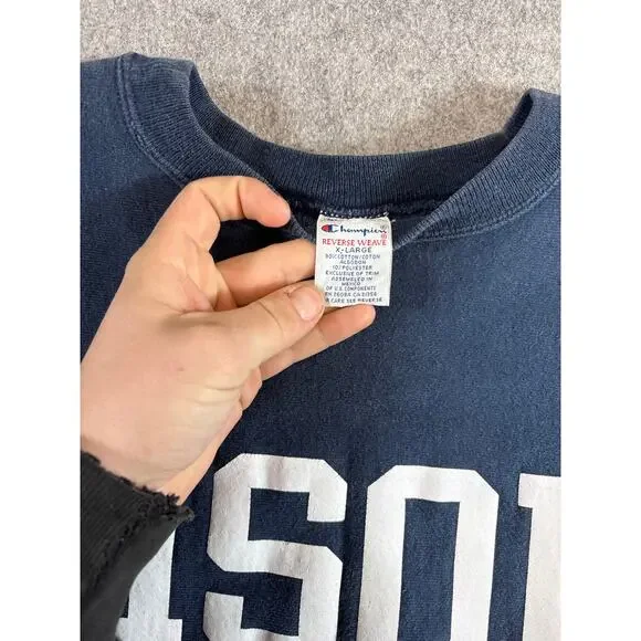 VINTAGE Champion Reverse Weave Womens Sweatshirt Blue MSOE Cropped Crewneck XL - Picture 6 of 6